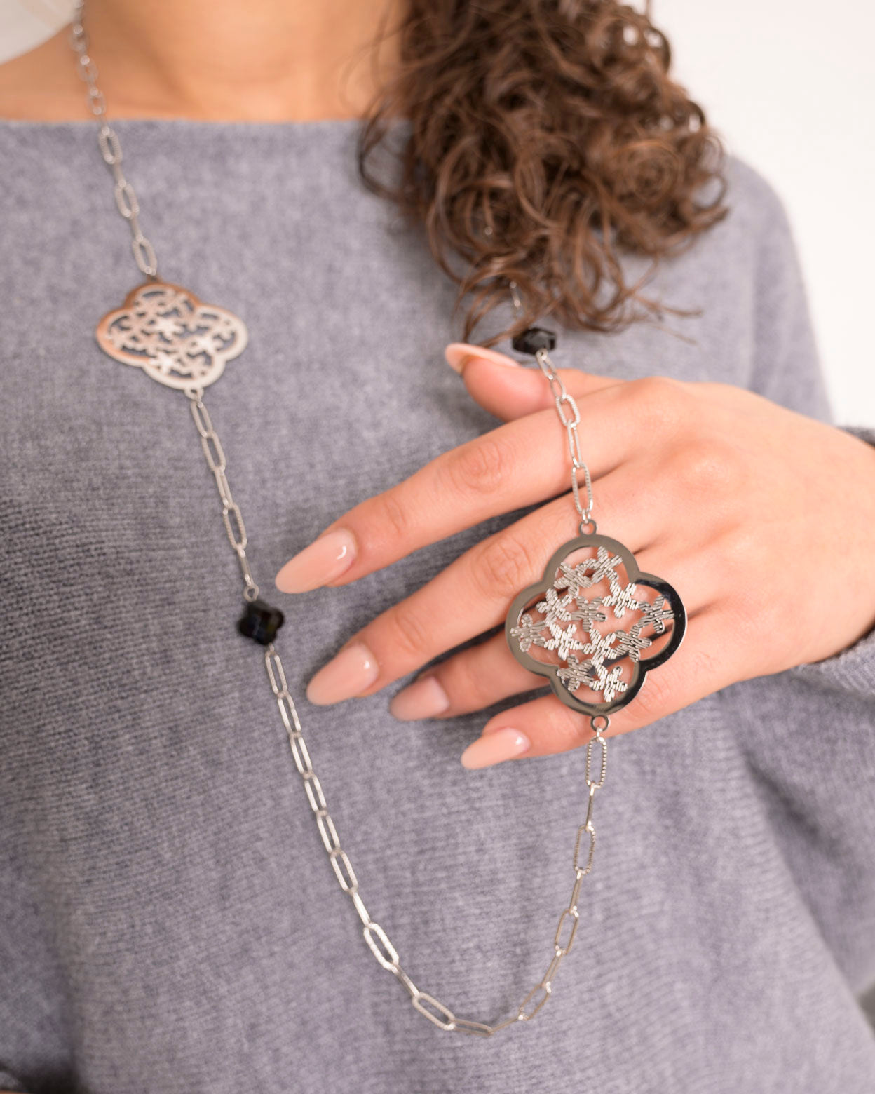 Collier Lizzo argenté