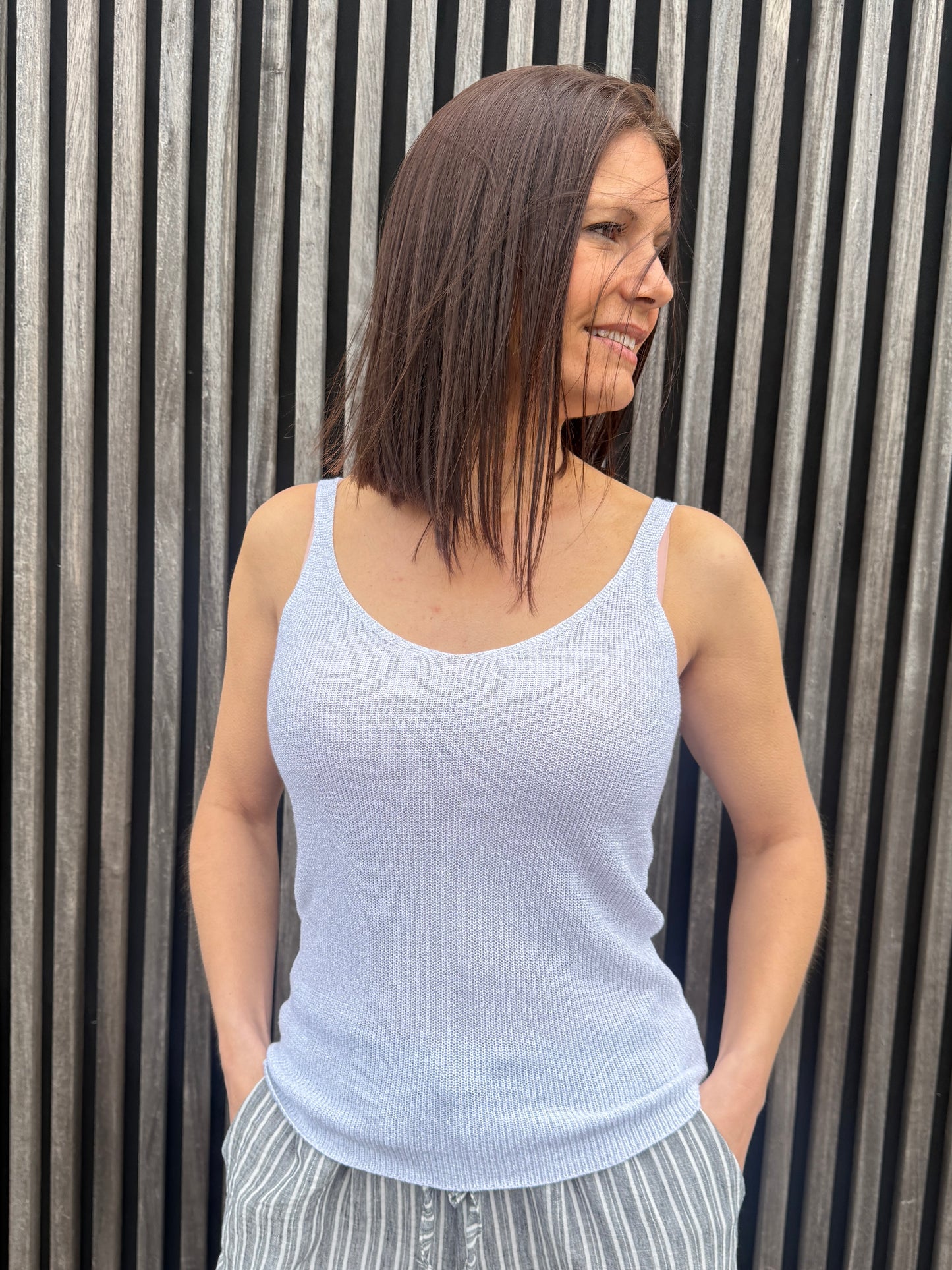 Top Ysalis blanc grisé