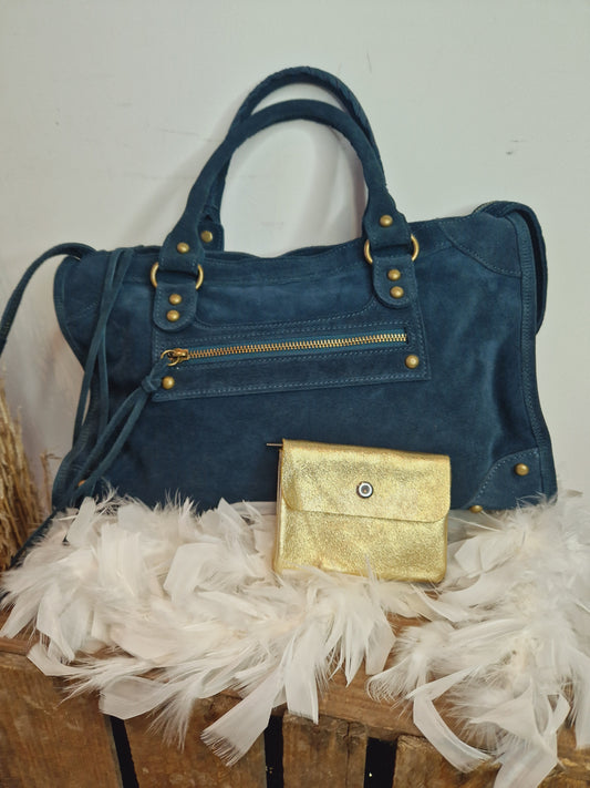 Petit portemonnaie Melinda métallisé doré