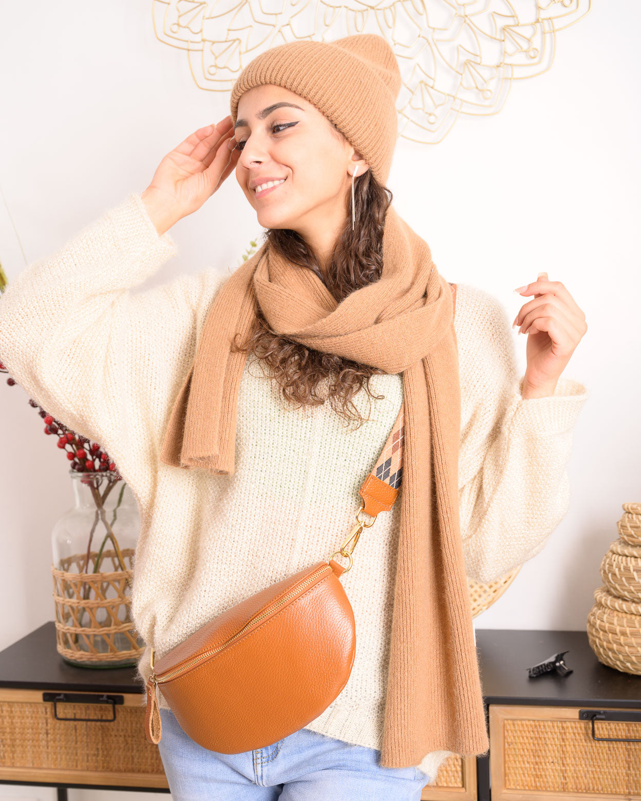 Bonnet Ondine camel
