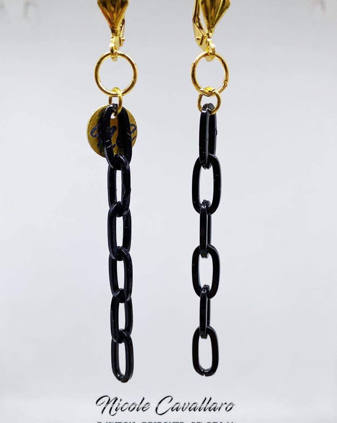 Boucle oreille trio noir Nicole Cavallaro n°88