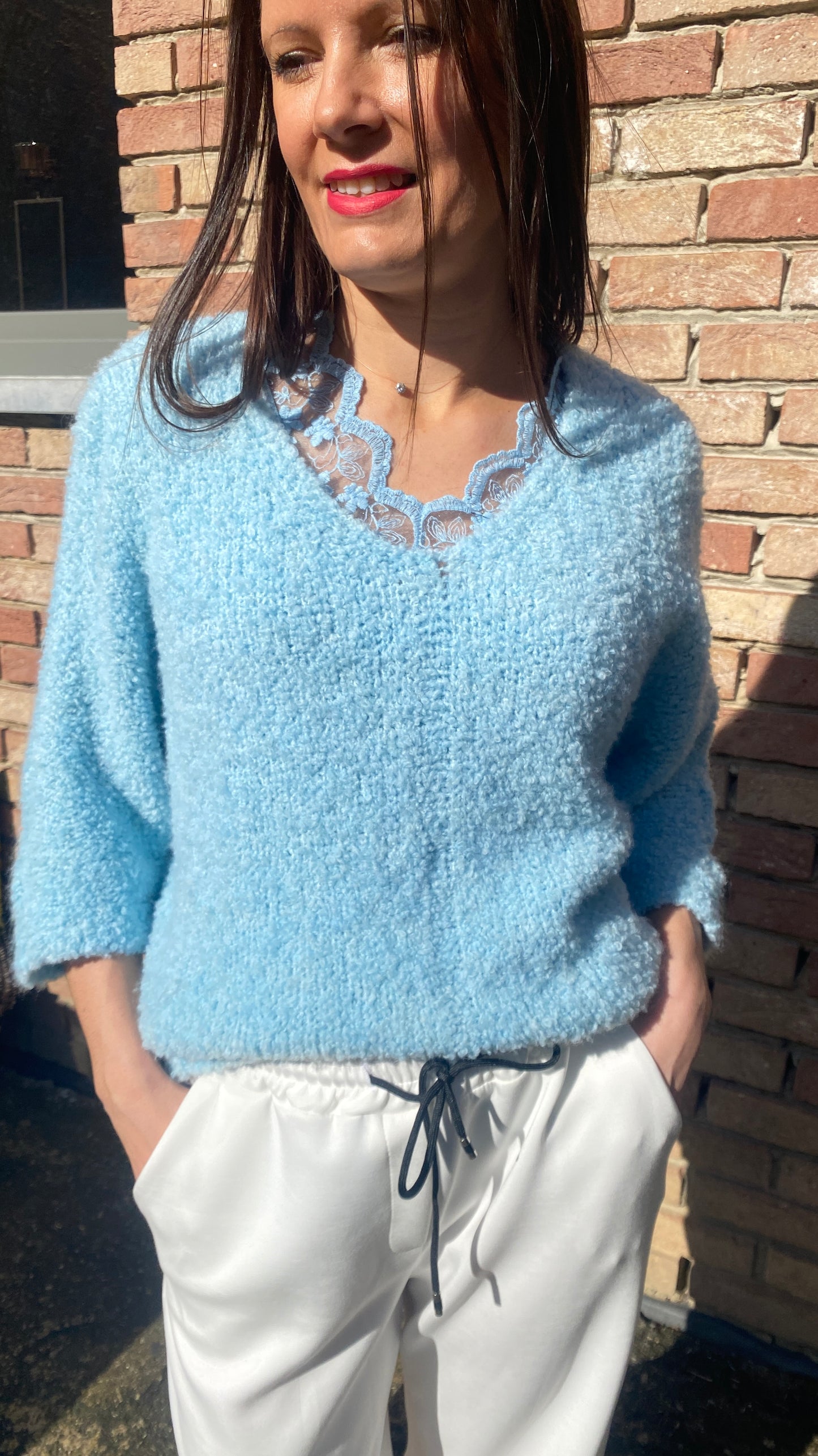 Pull BOUCLETTE bleu ciel