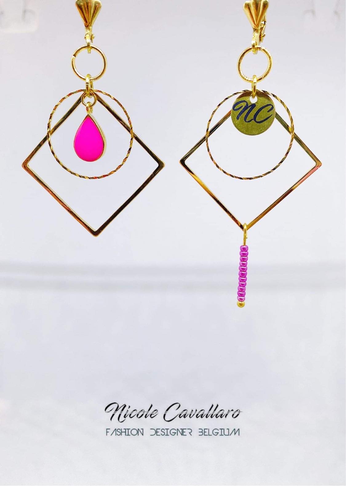Boucle oreille fuchsia Nicole Cavallaro n°89