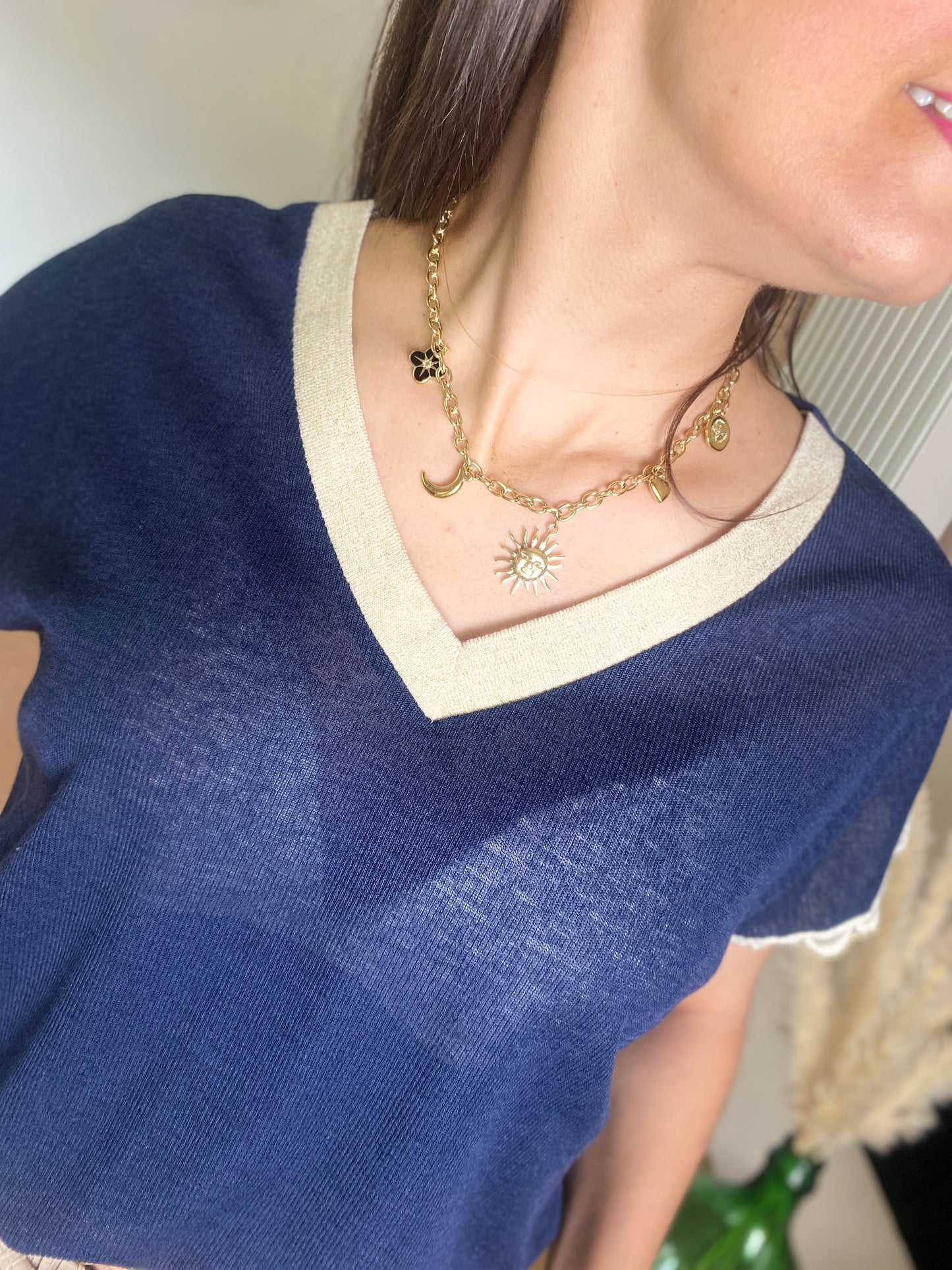 T-shirt Violette bleu marine