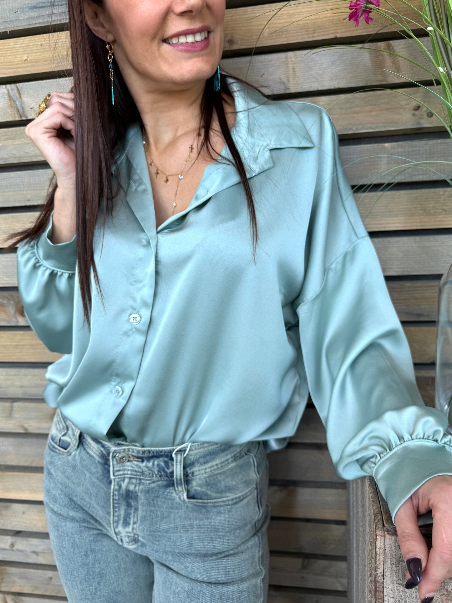 Chemisier Kayra vert sauge