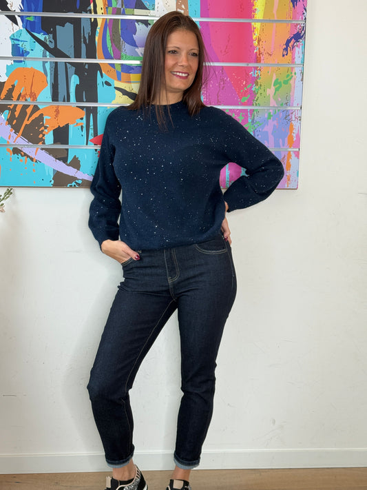 Pull Mira paillette bleu marine