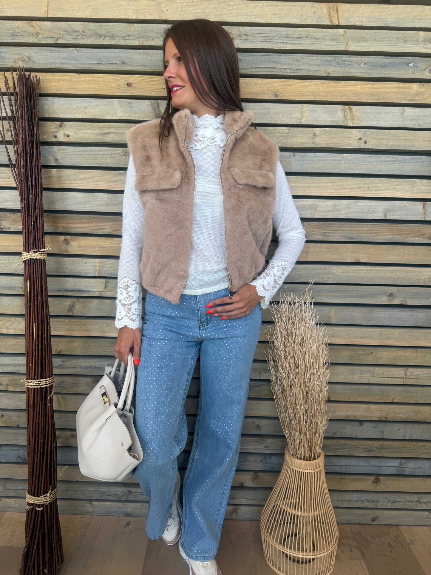Gilet Ivory camel