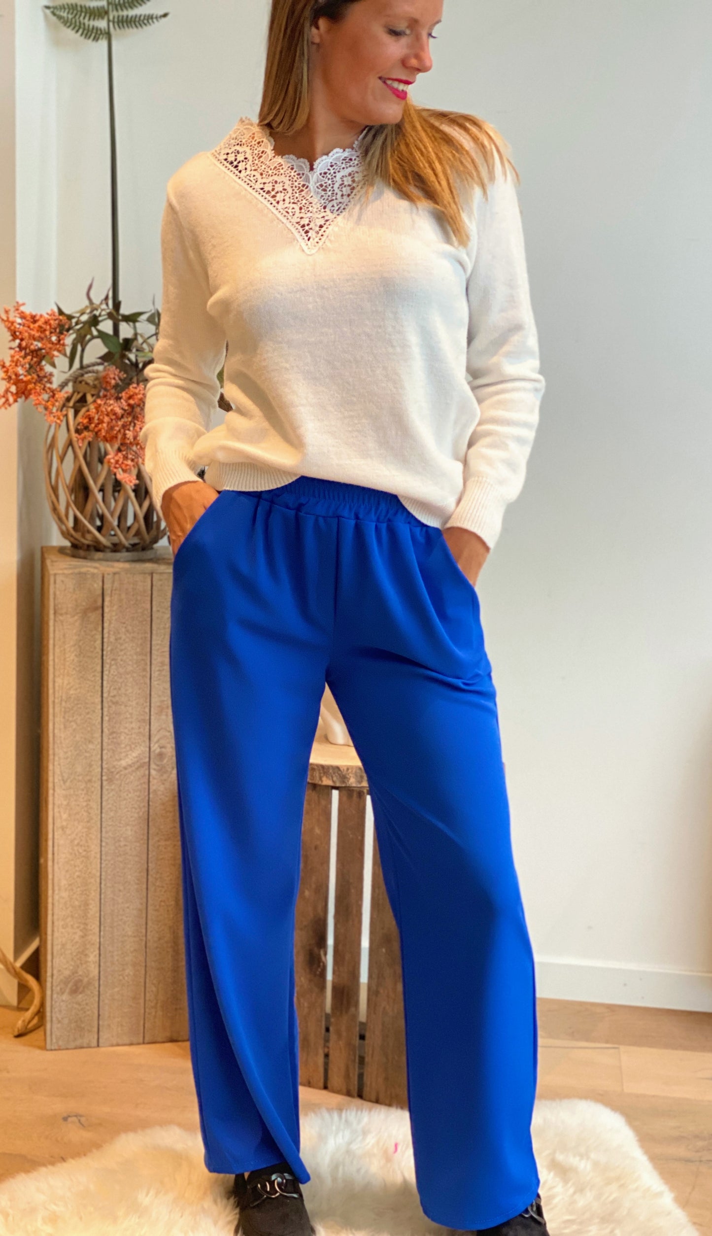 Pantalon Yolène bleu bic