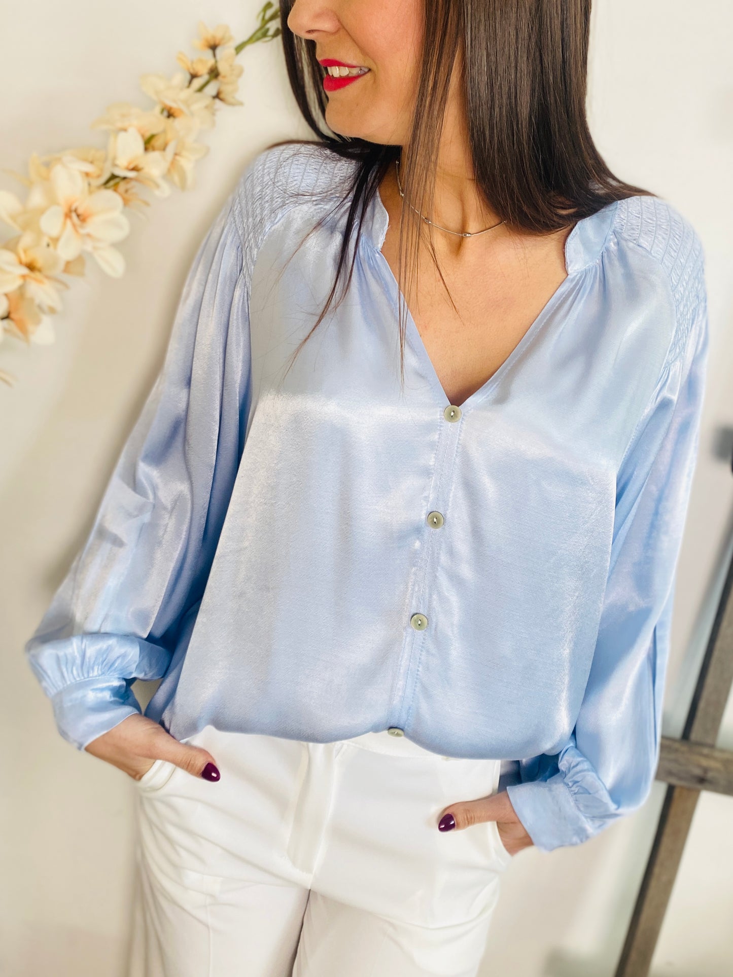 Blouse Sonia bleu ciel