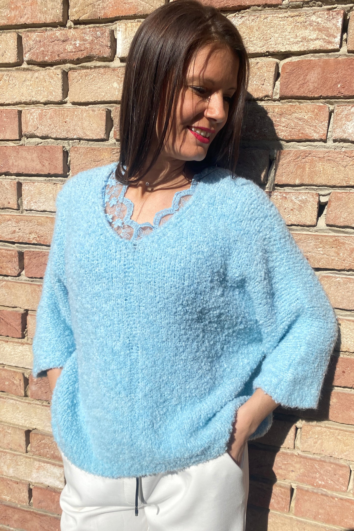 Pull BOUCLETTE bleu ciel