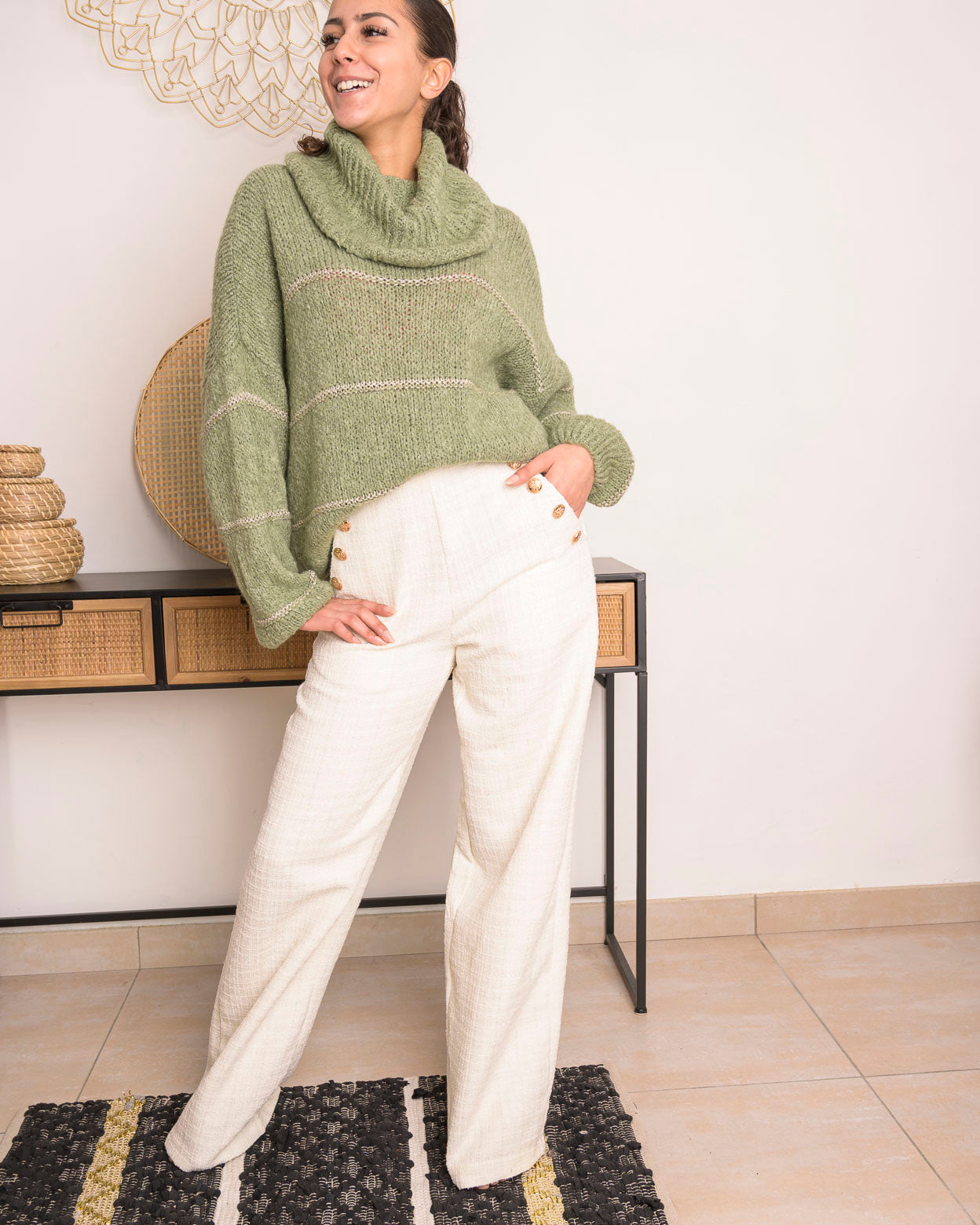 Pull Amandine kaki clair