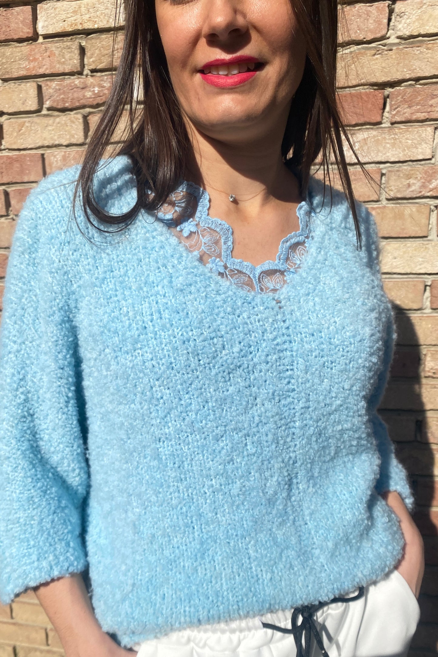 Pull BOUCLETTE bleu ciel