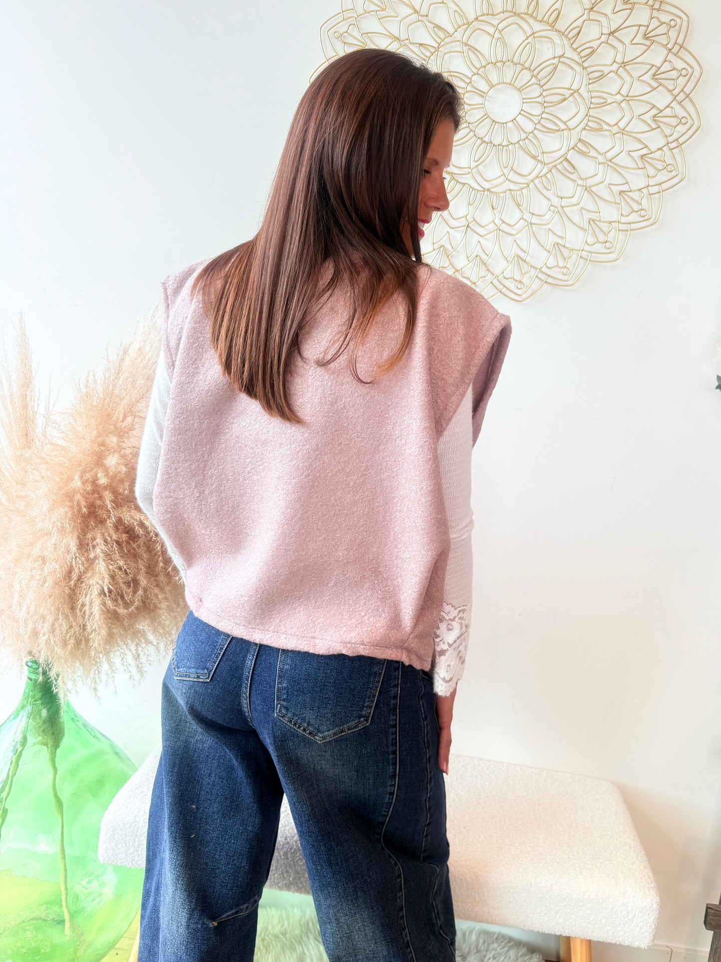Gilet Marius rose poudre