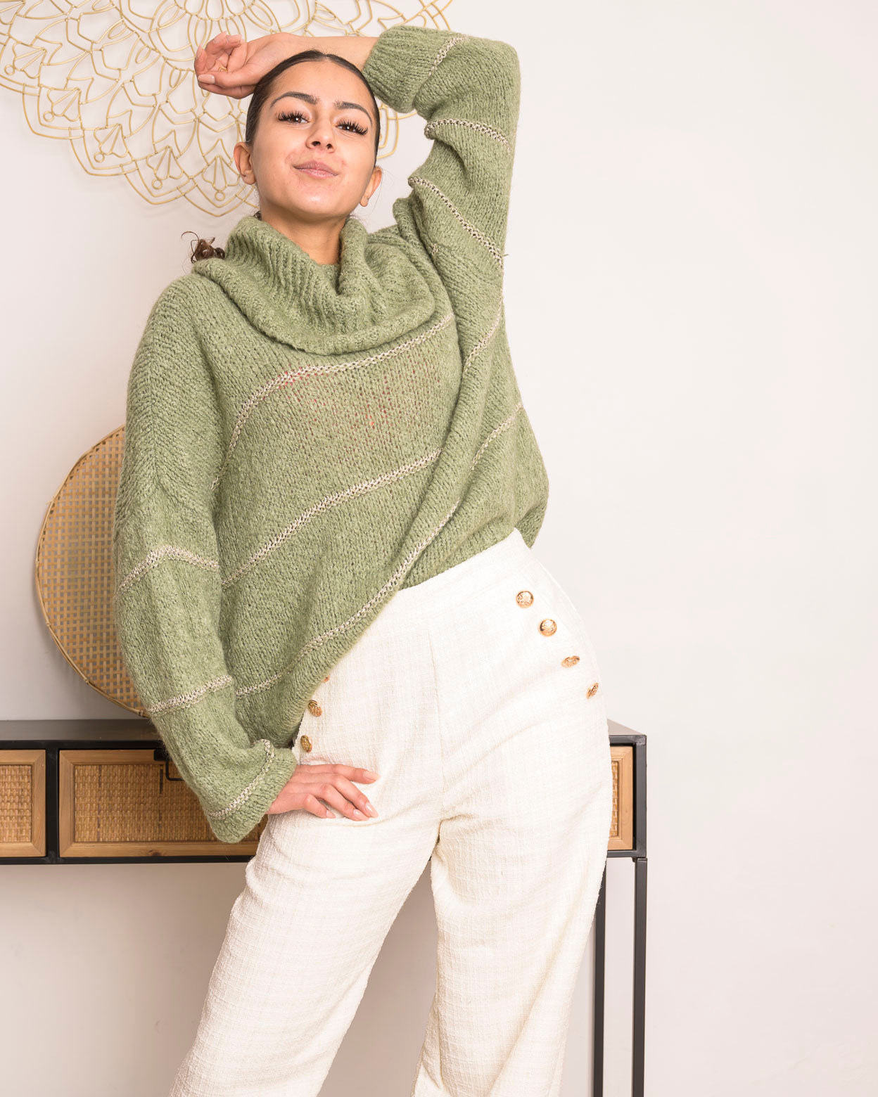 Pull Amandine kaki clair