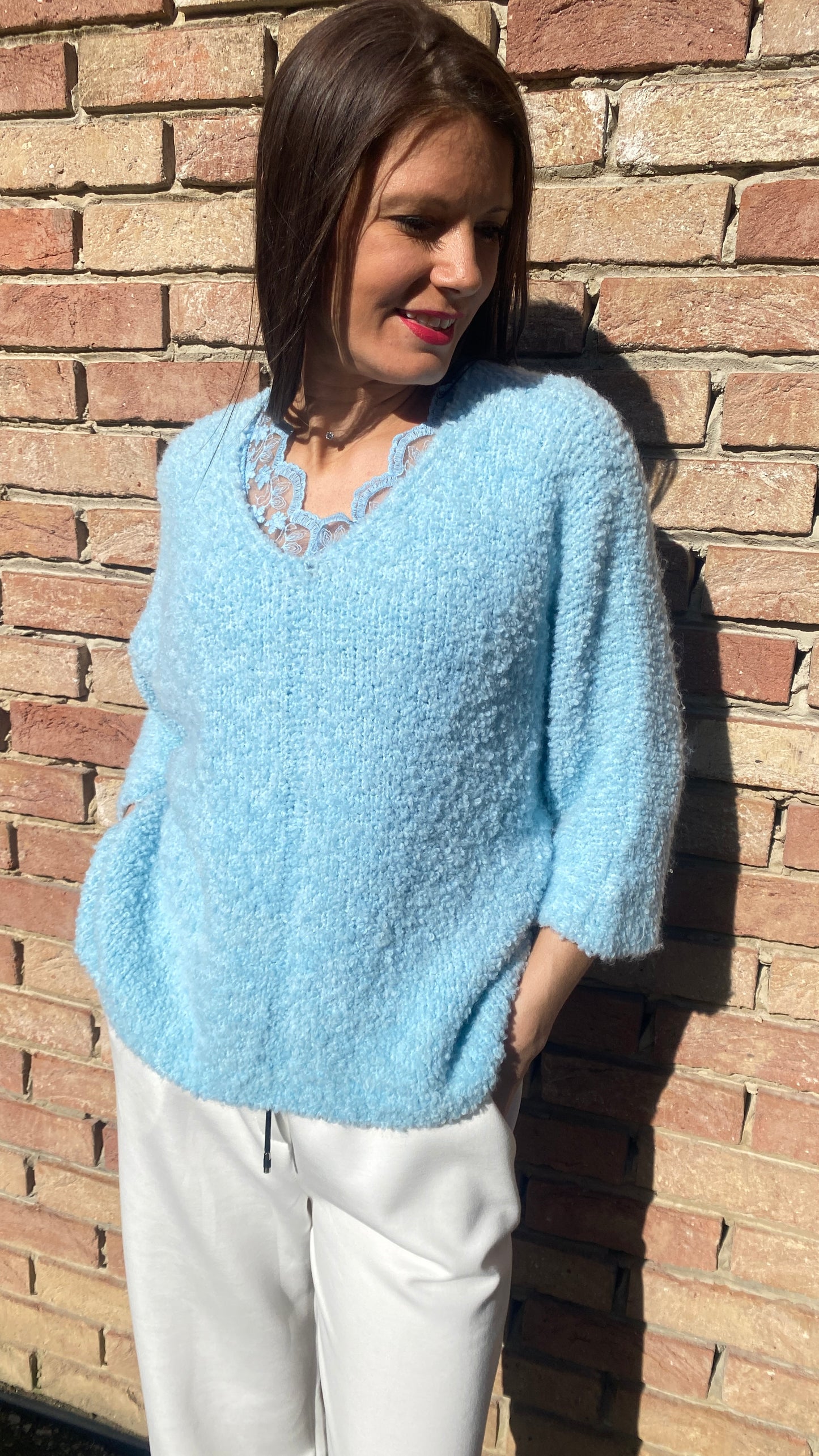 Pull BOUCLETTE bleu ciel