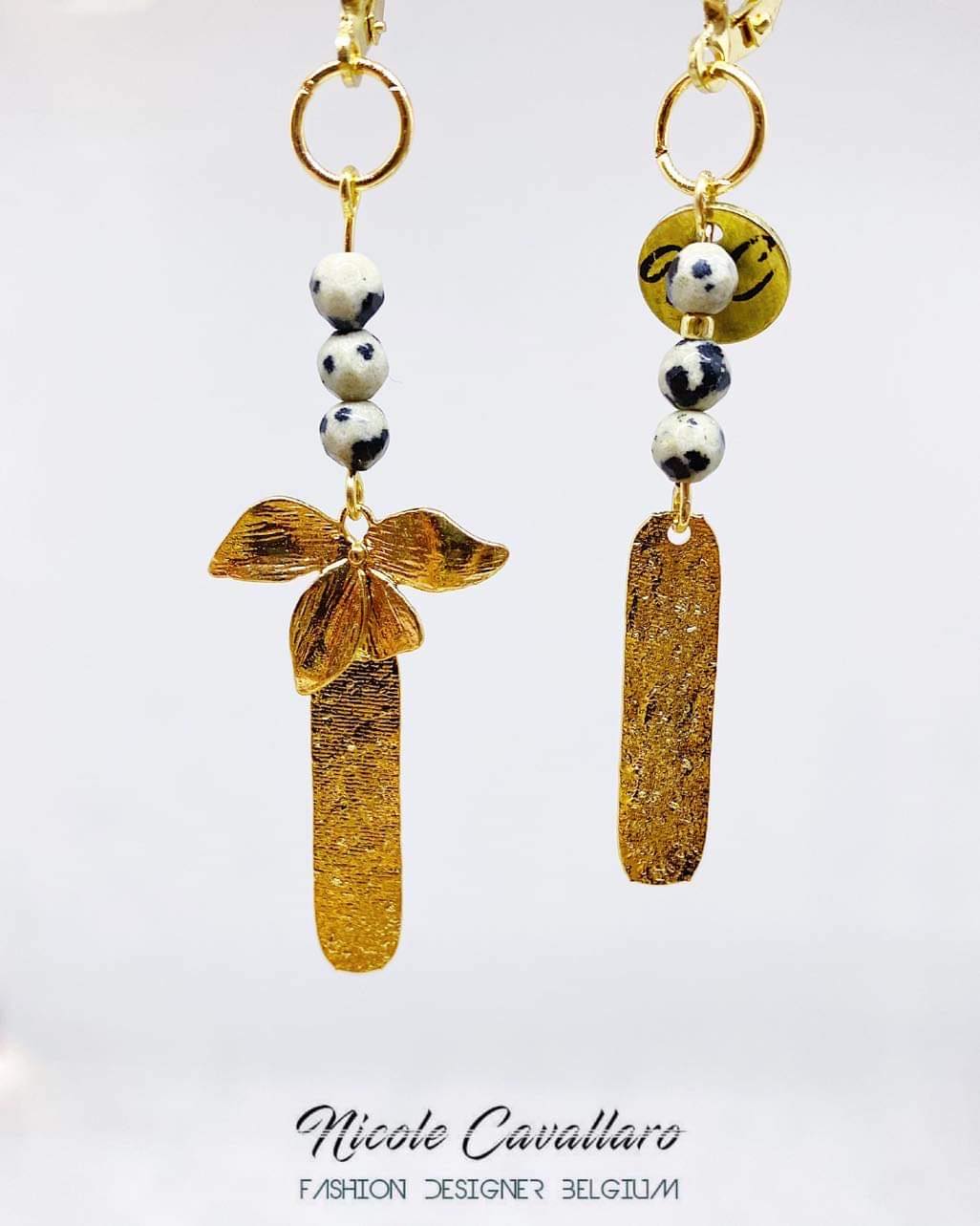 Boucle oreille fleur de Jaspe Nicole Cavallaro n°83