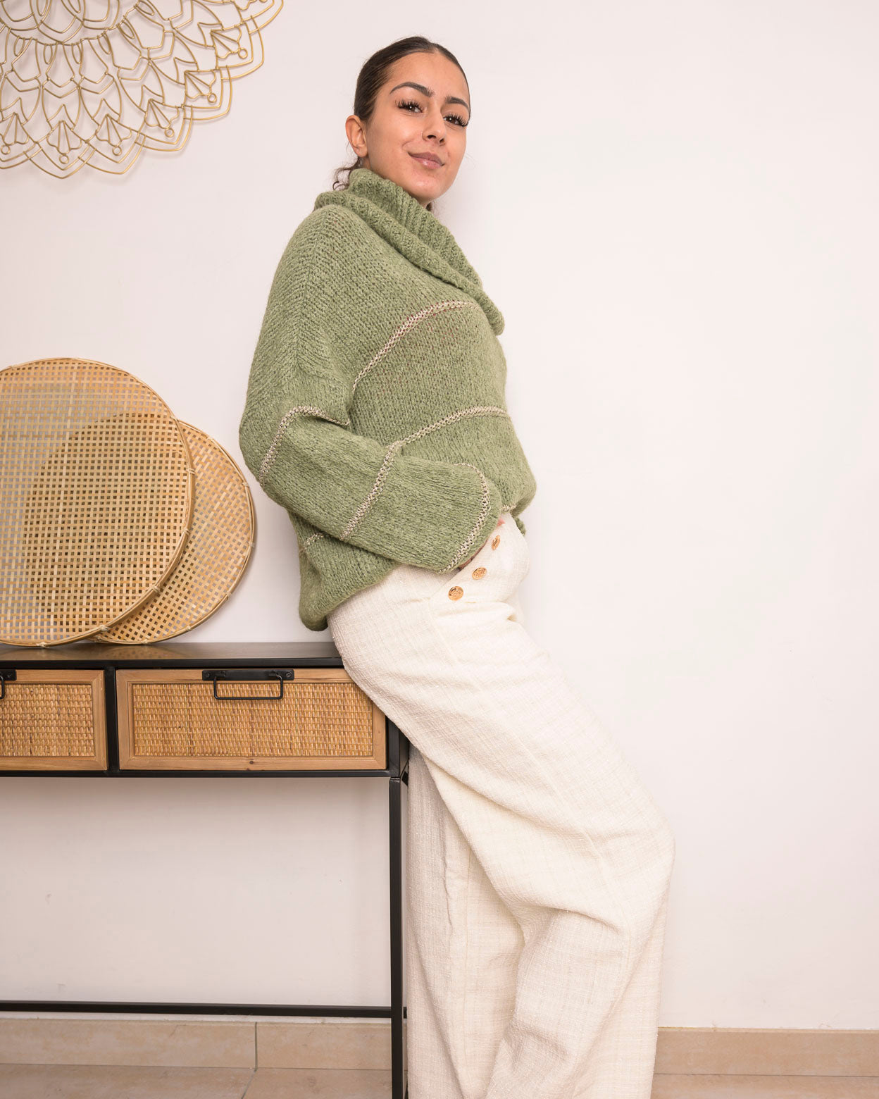 Pull Amandine kaki clair