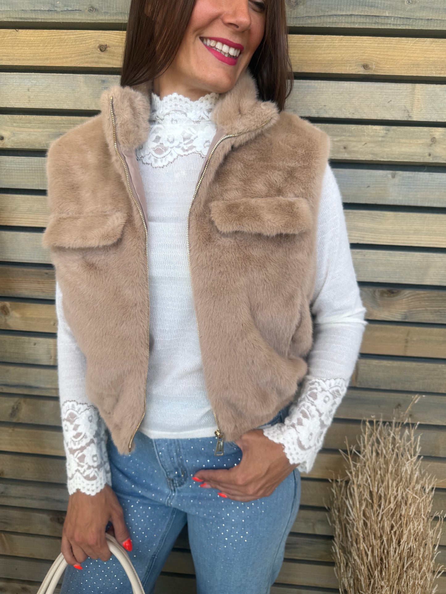 Gilet Ivory camel