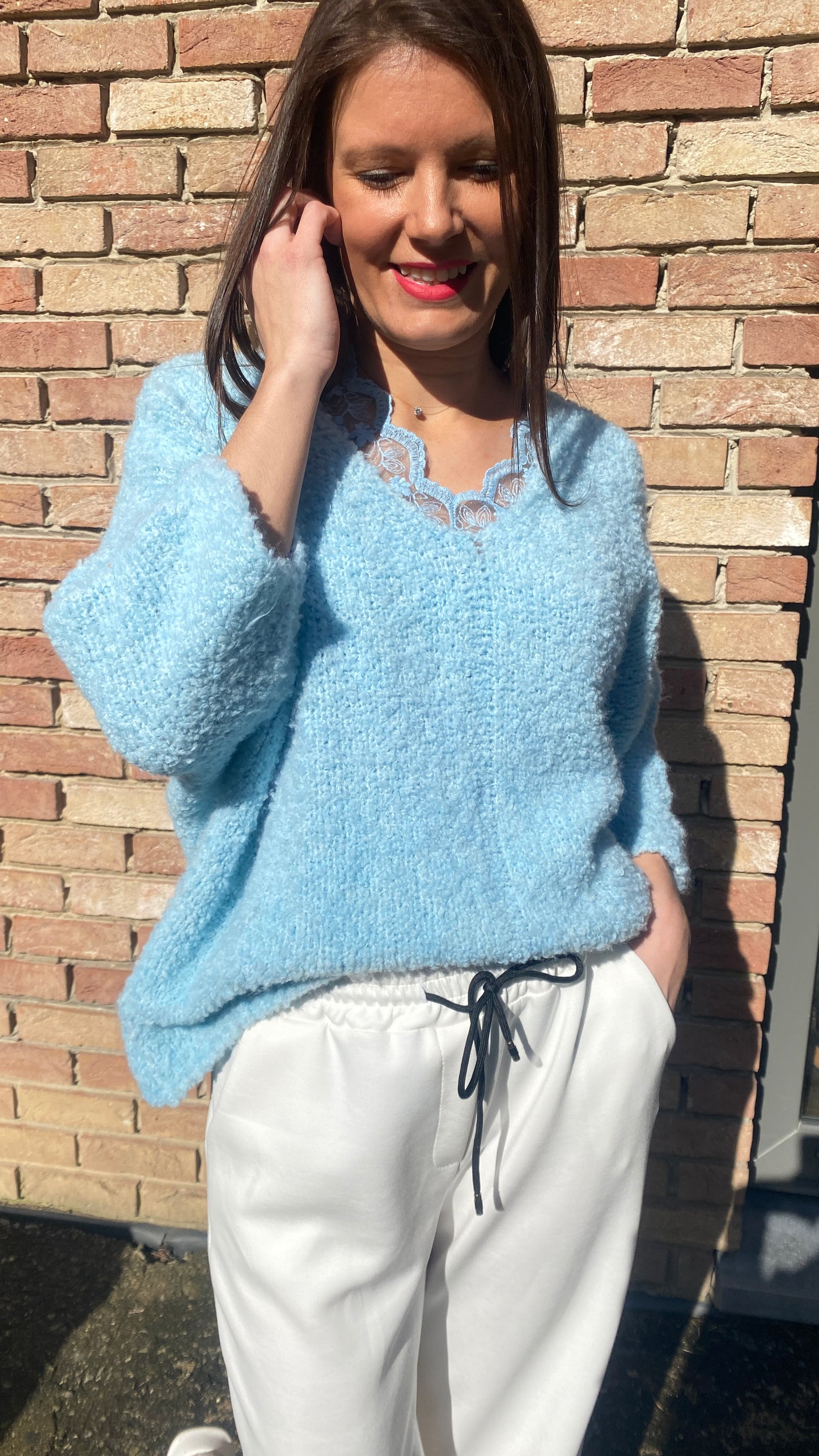 Pull BOUCLETTE bleu ciel