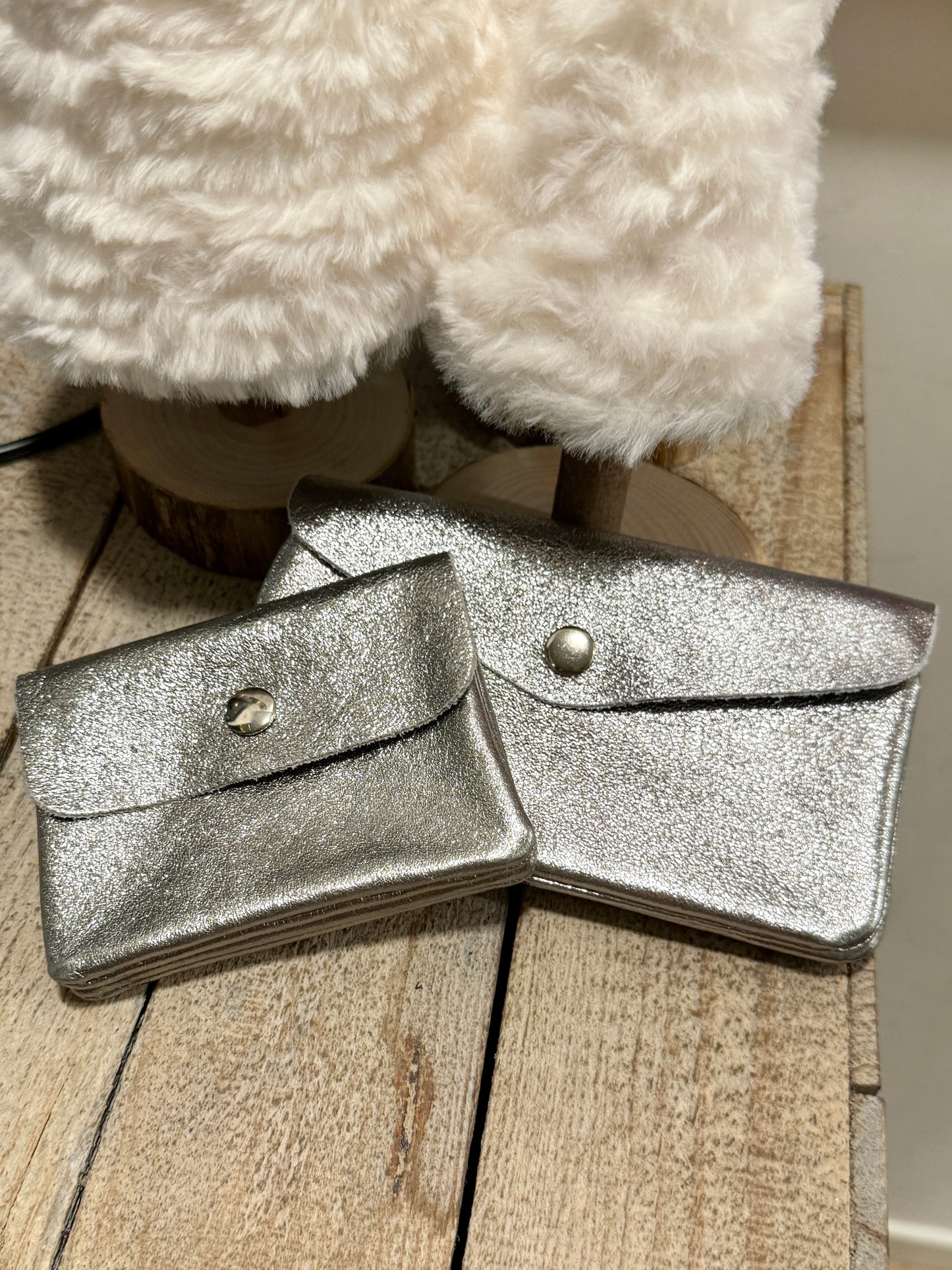 Grand portemonnaie Melinda métallisé argenté