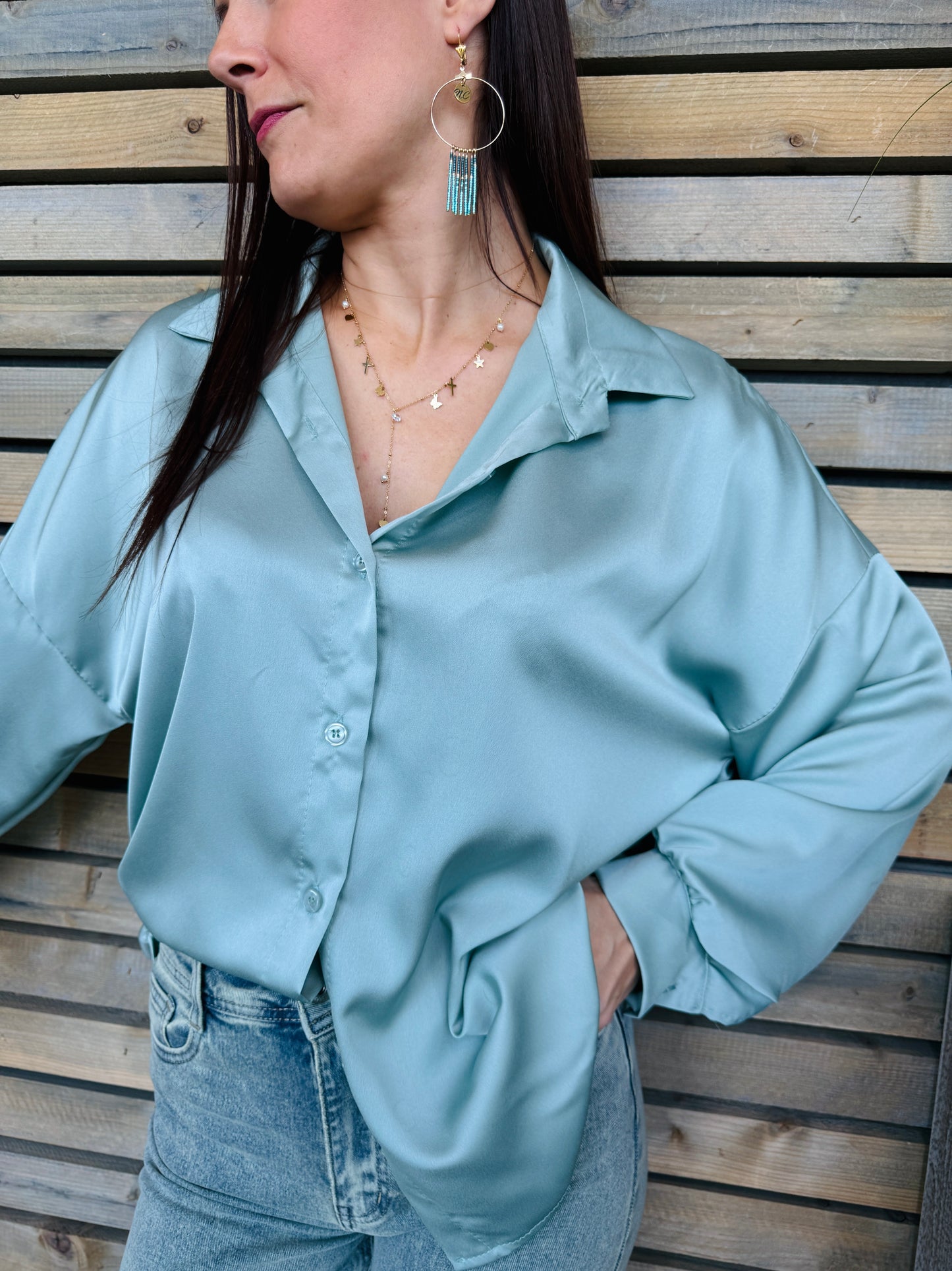 Boucles d'oreilles Nicole Cavallaro créole turquoise