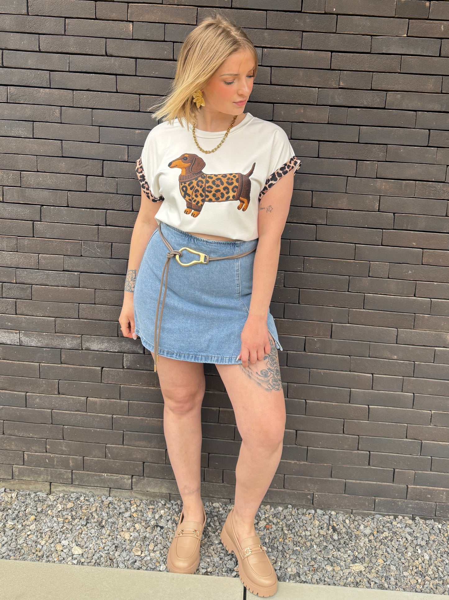 T-shirt Dog Mom blanc cassé