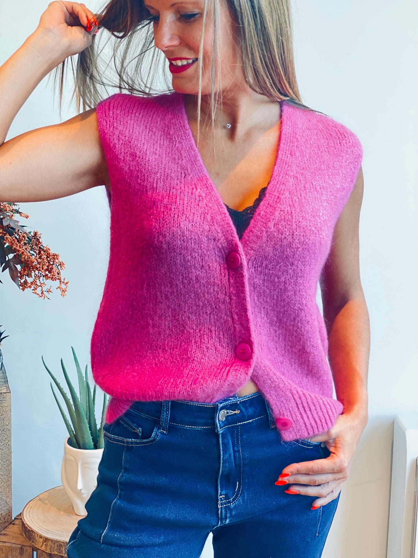 Gilet Maéva fuschia
