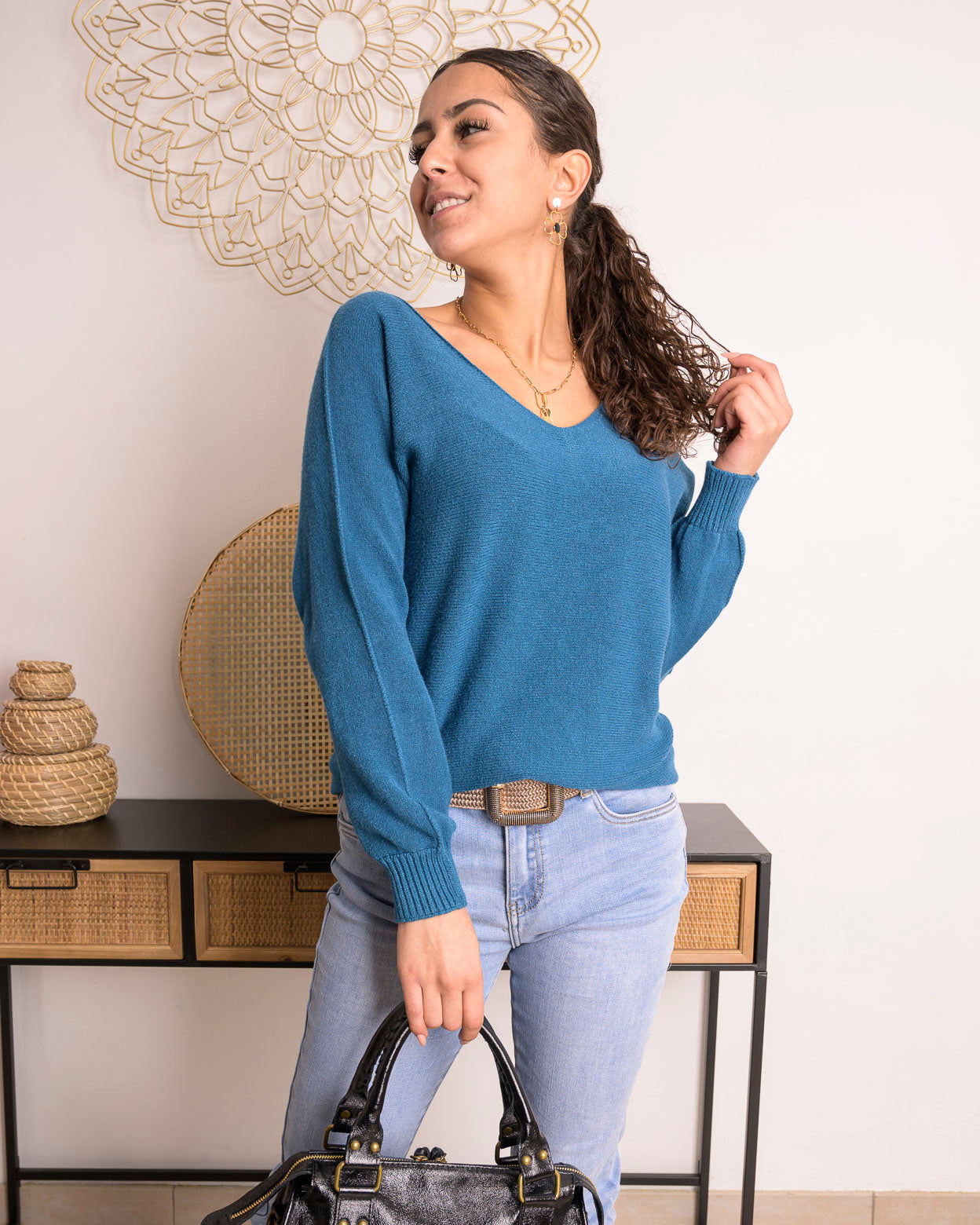 Pull Iris pétrole