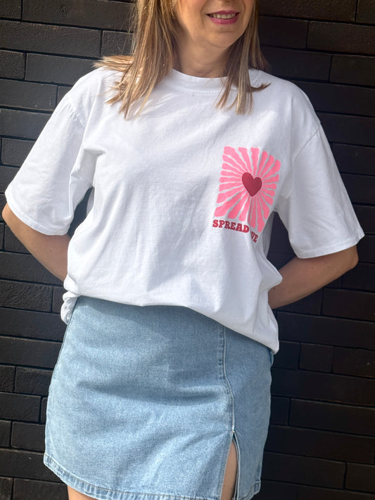 T-shirt Spread Love Blanc
