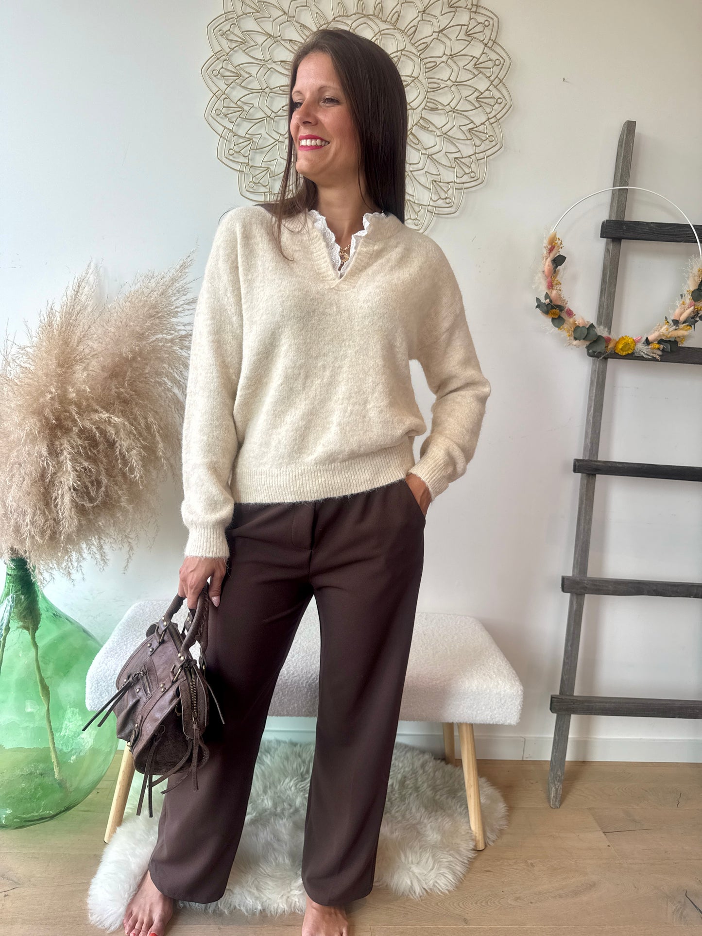 Pantalon Yolène chocolat