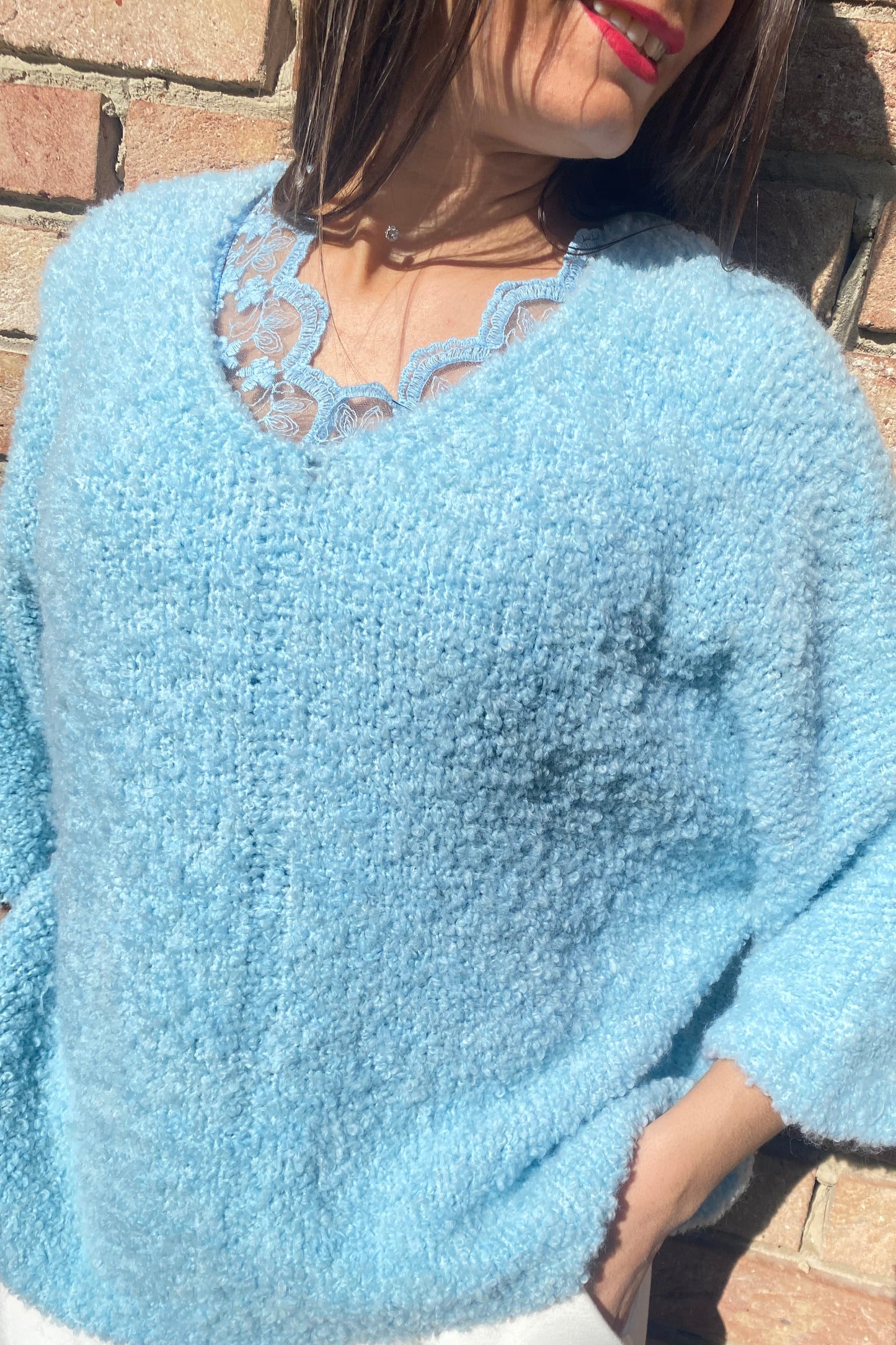 Pull BOUCLETTE bleu ciel