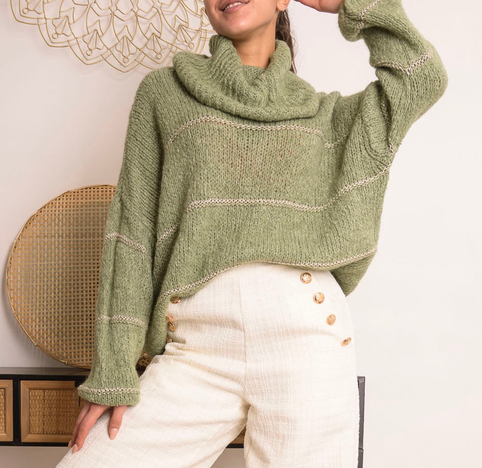 Pull Amandine kaki clair