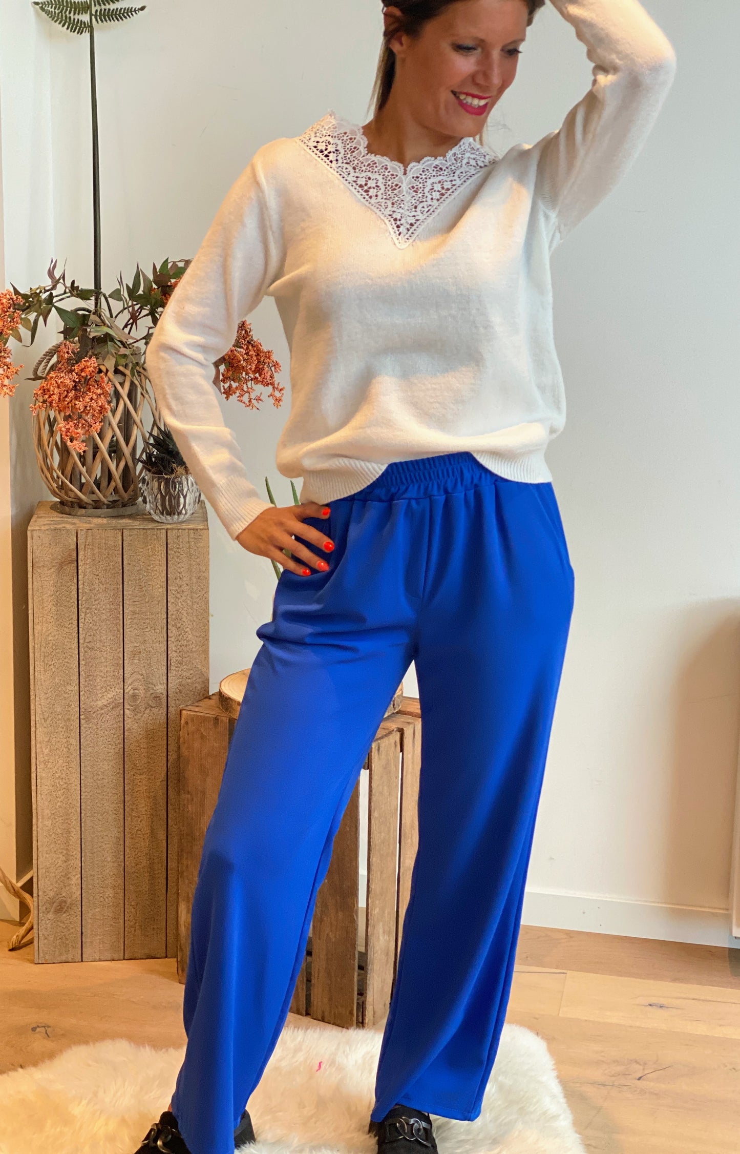 Pantalon Yolène bleu bic