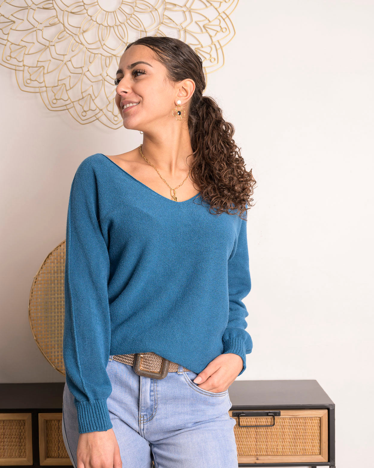Pull Iris pétrole
