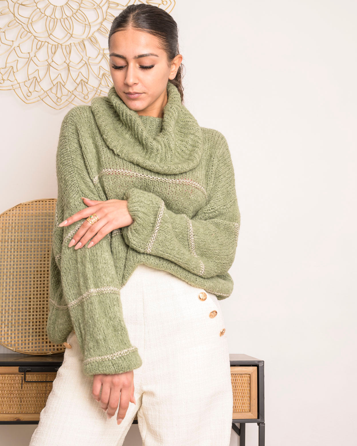 Pull Amandine kaki clair