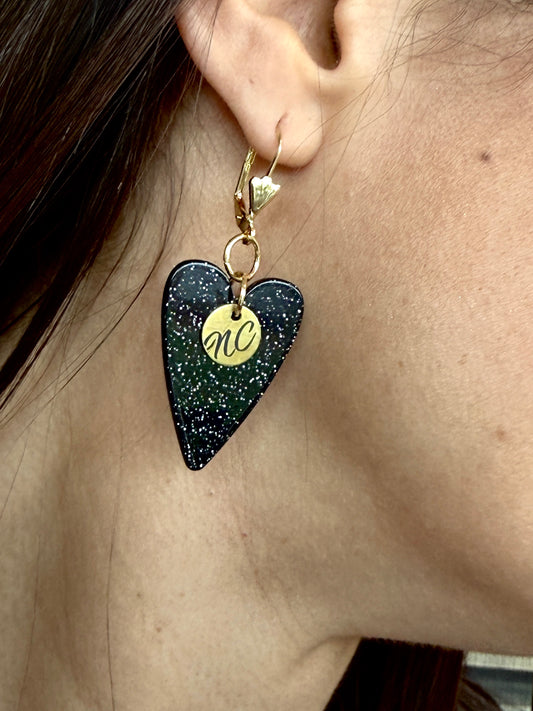 Boucles d'oreilles Nicole Cavallaro coeur noir