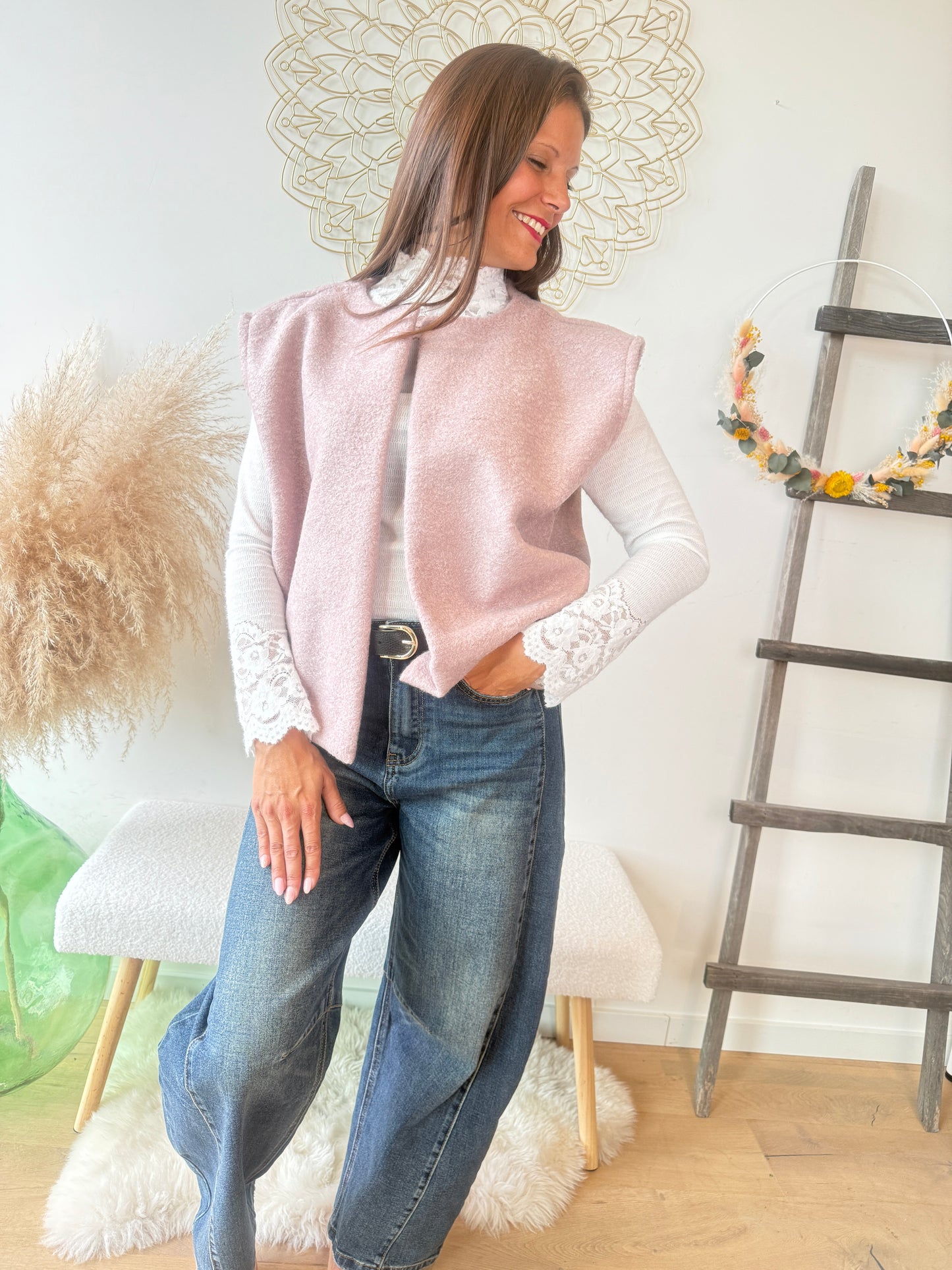 Gilet Marius rose poudre