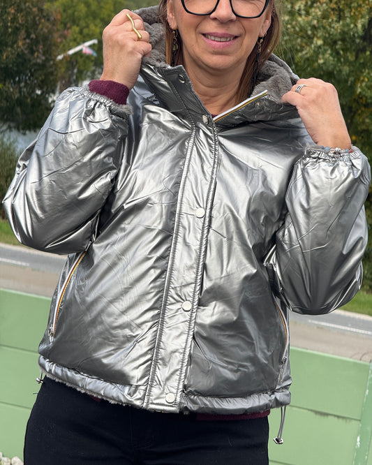 Veste réversible Molly taupe métallisé