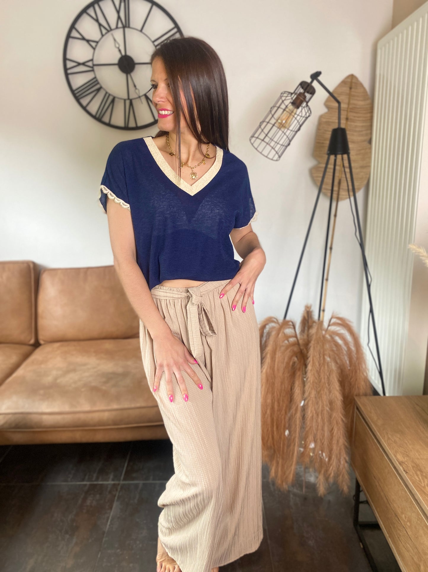 T-shirt Violette bleu marine