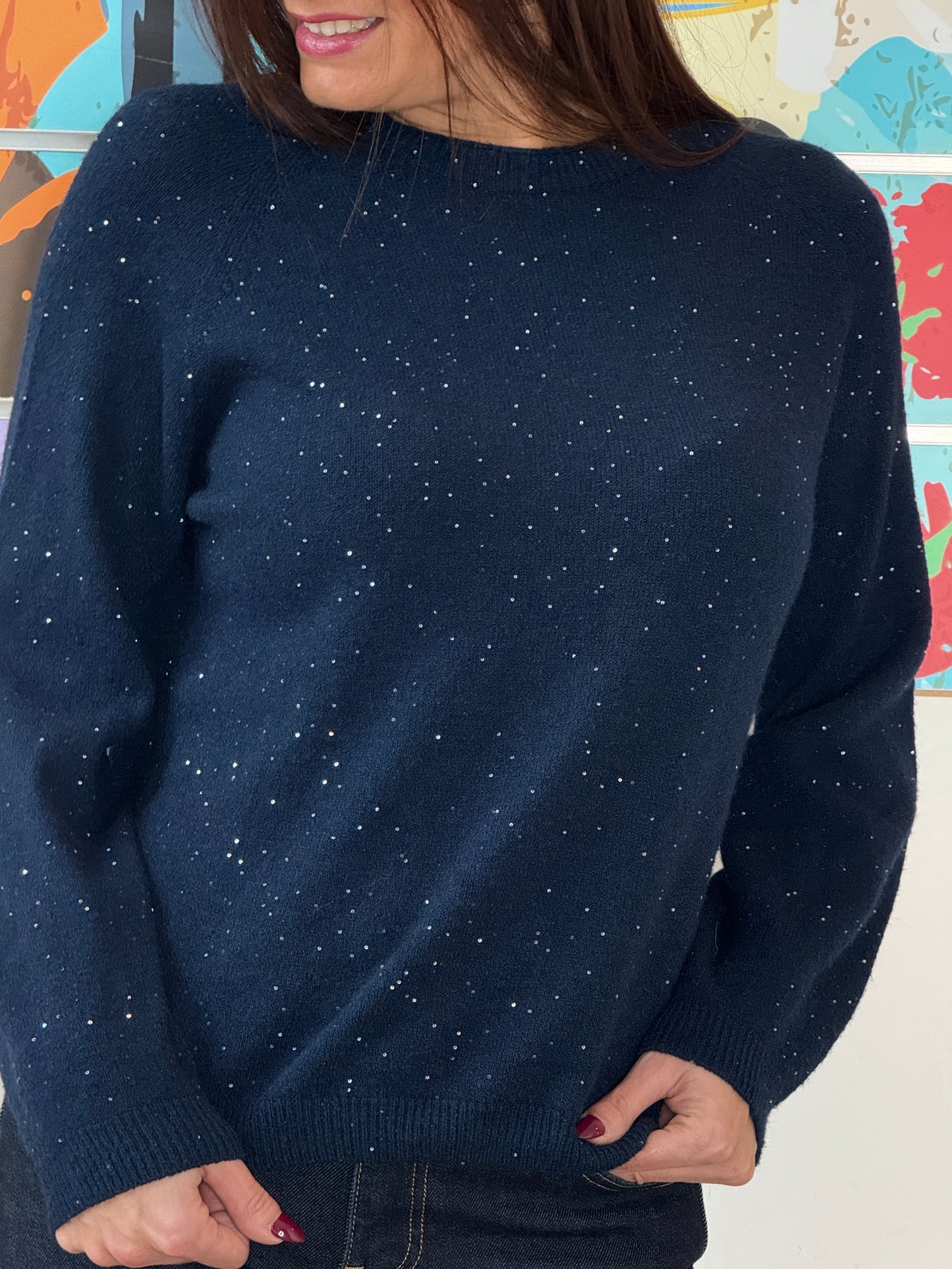 Pull Mira paillette bleu marine
