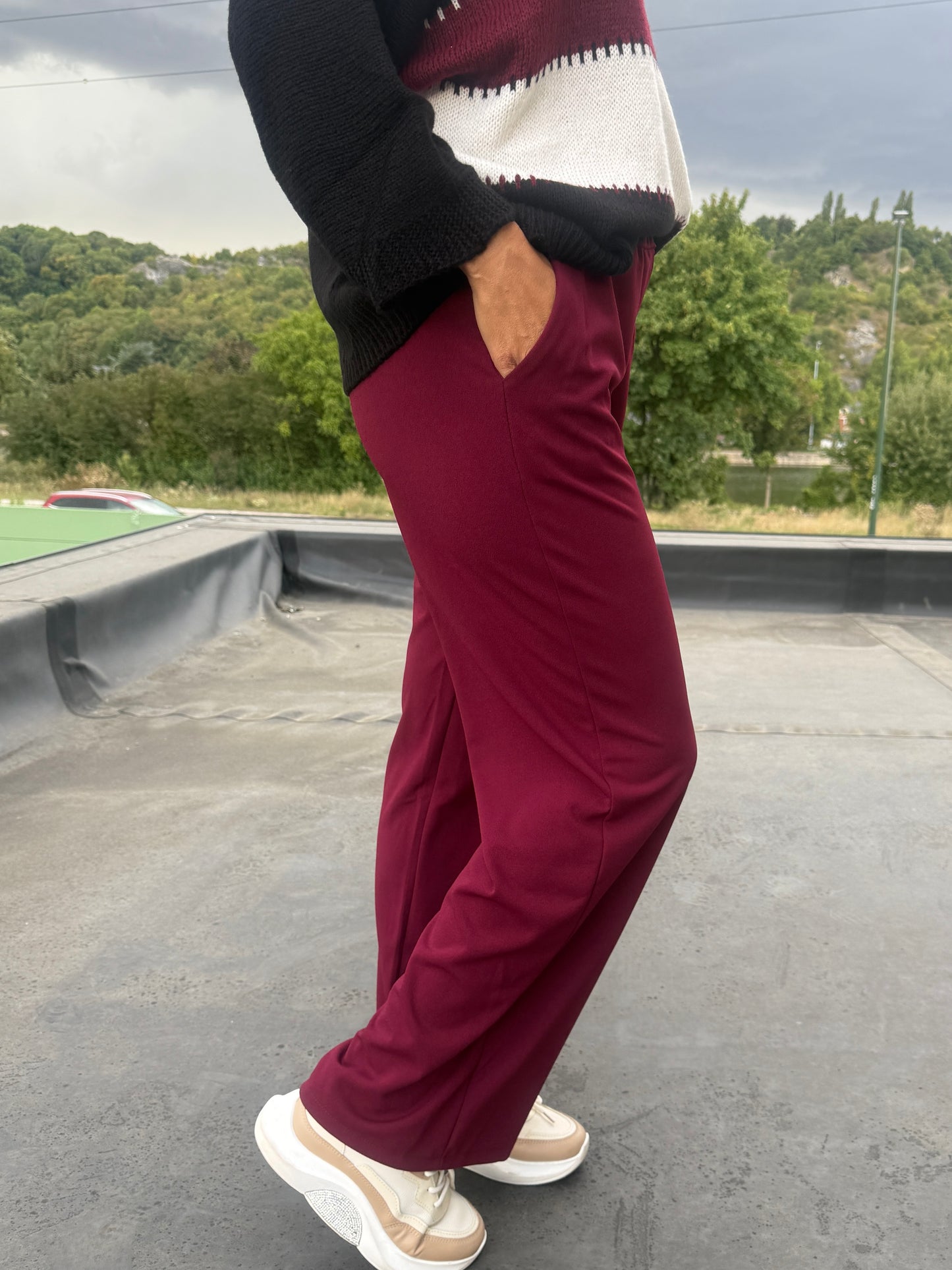 Pantalon Yolène Bordeaux