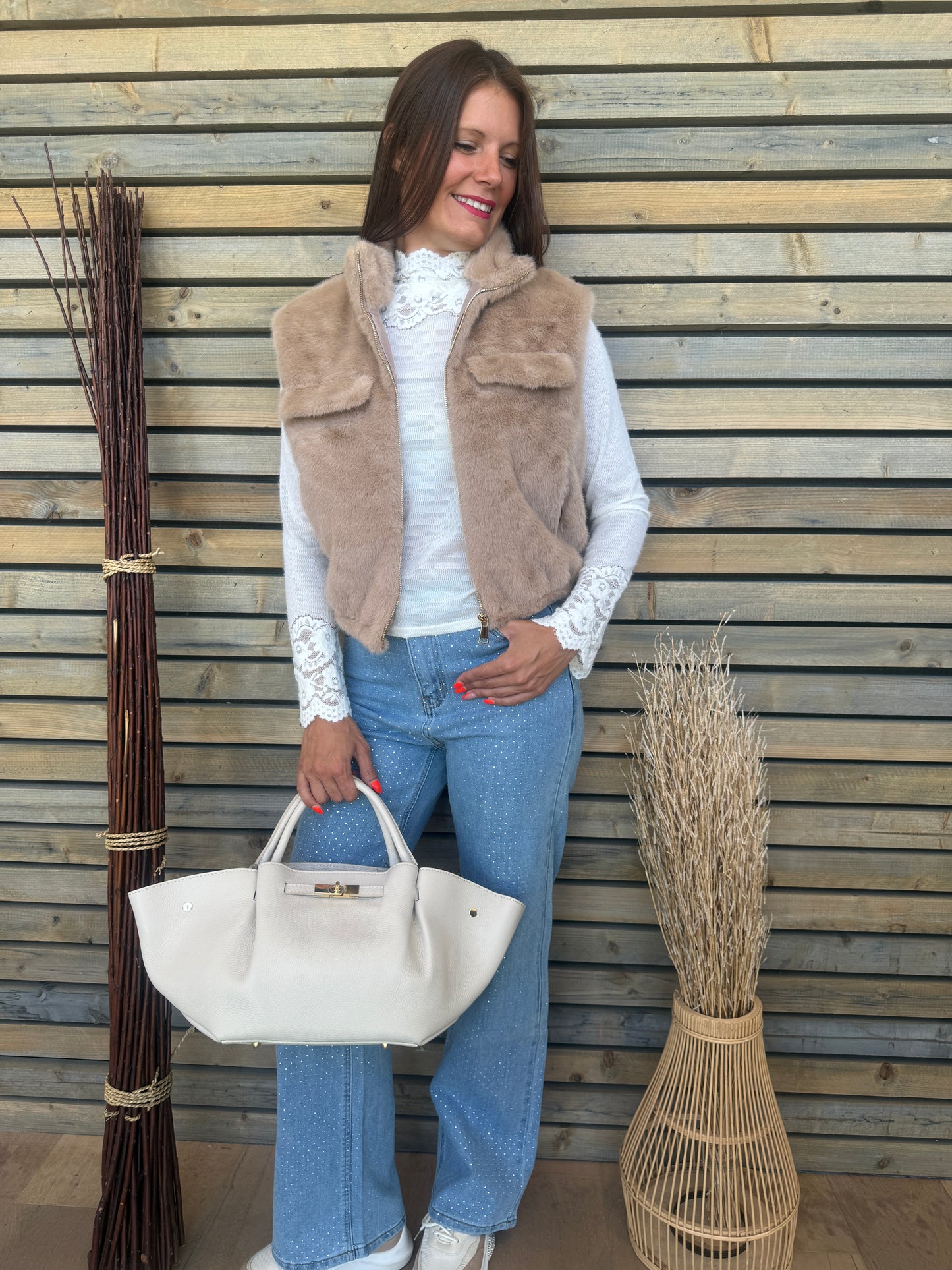 Gilet Ivory camel