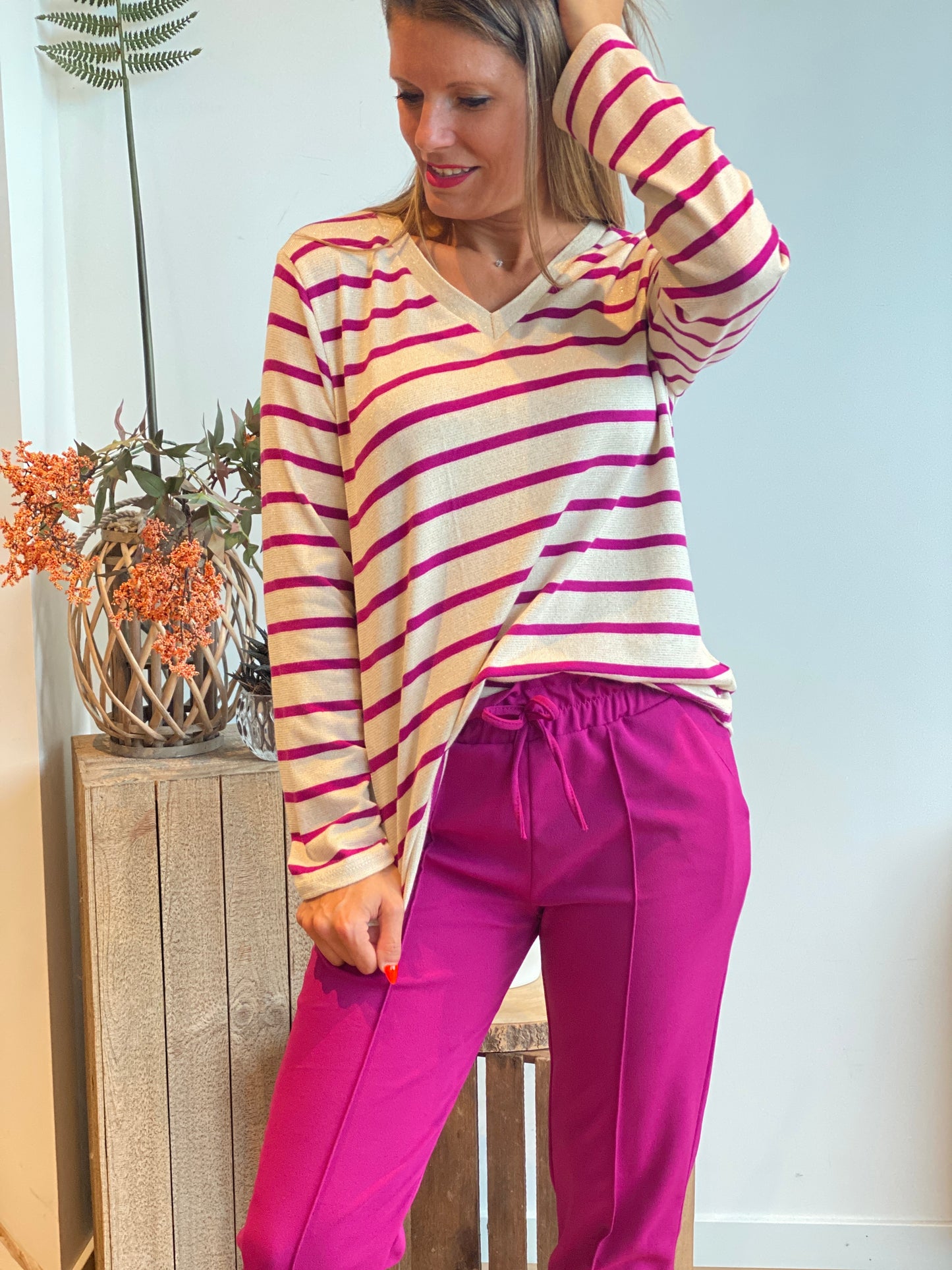 Pantalon Delphine prune