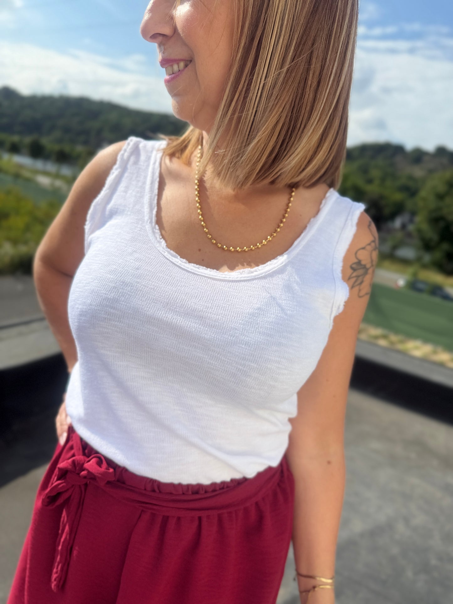 Top Virginia blanc
