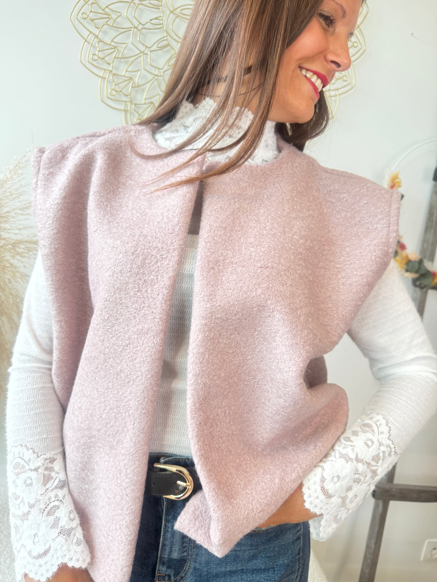 Gilet Marius rose poudre