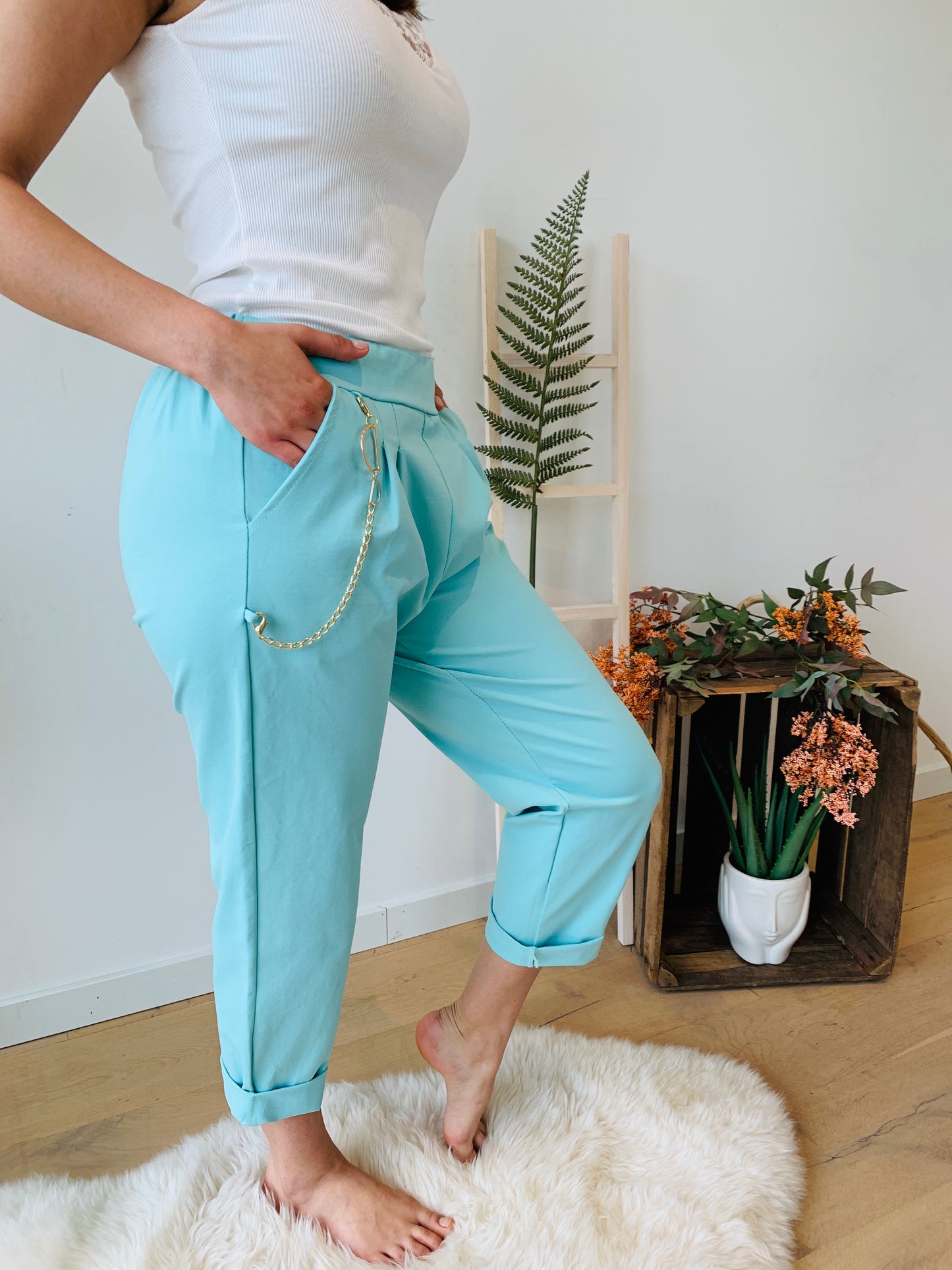 Pantalon Garance turquoise