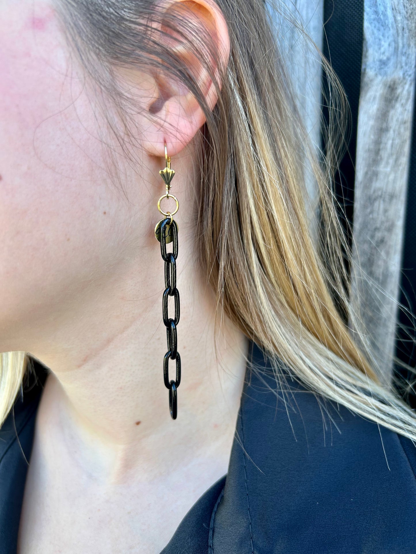 Boucle oreille trio noir Nicole Cavallaro n°88
