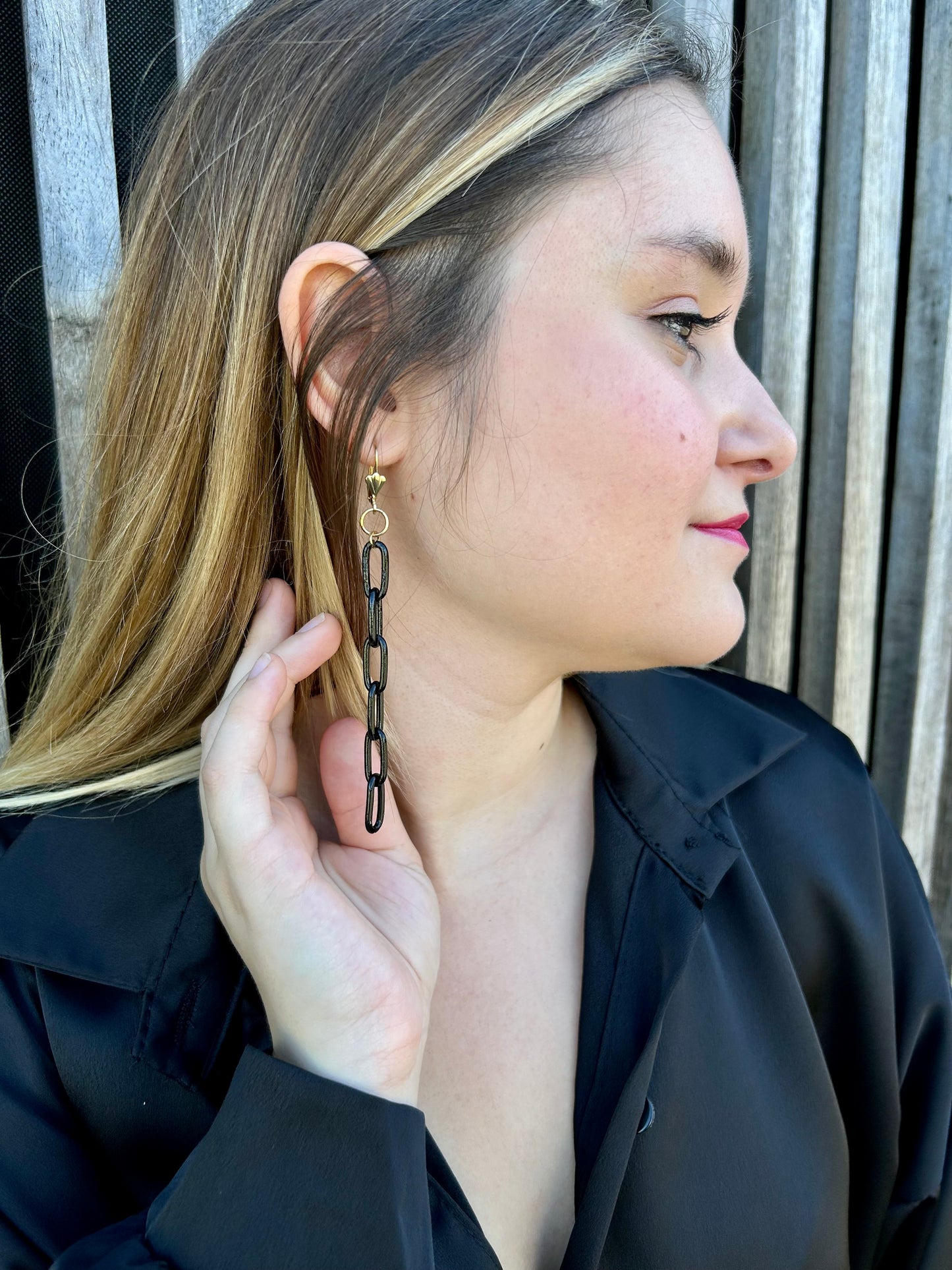 Boucle oreille trio noir Nicole Cavallaro n°88