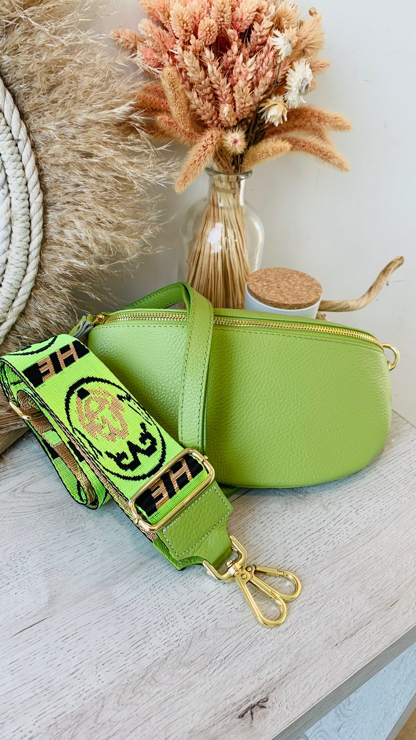 Lanière Carine vert fluo