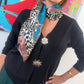 Satin bandana scraf leo chain teal